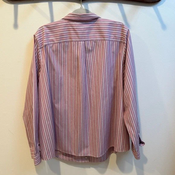 LL Bean Wrinkle Resistant Striped Button Down Shirt Purple Pink White 2X 0JQD5 - Picture 4 of 8